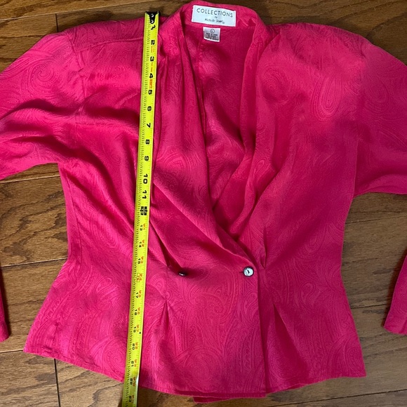 Vintage Collections by Michelle Stuart pink 100% Silk blouse- size Large - Picture 10 of 13